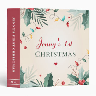 Baby Girl 1st First Christmas Photo Memory Album 3 Ring Binder