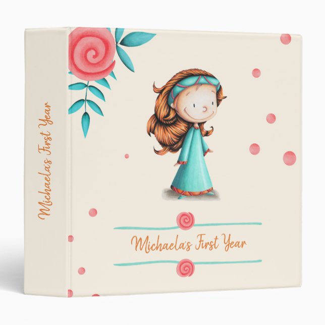 Baby Girl 1st First Year Photo Memory Album 3 Ring Binder (Front/Spine)