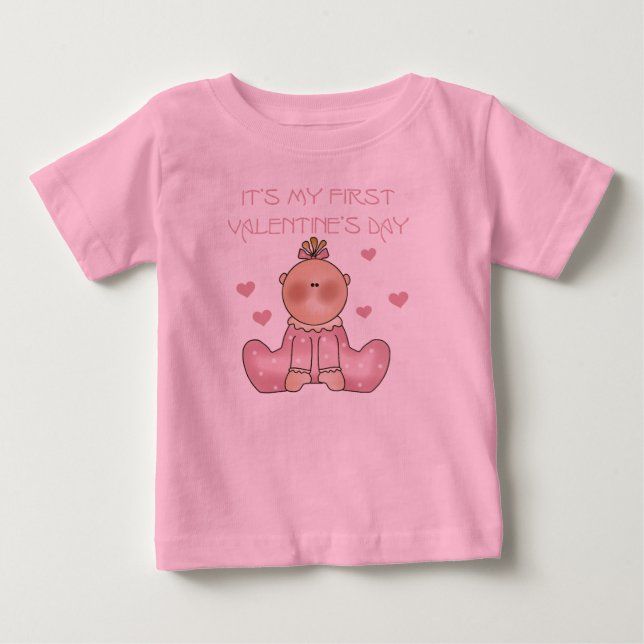 Baby Girl 1st Valentine's Day Baby T-Shirt (Front)