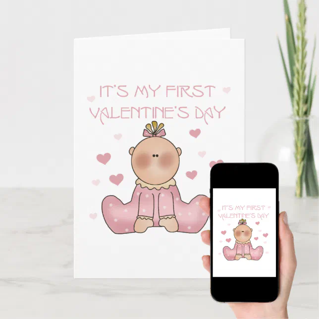 Baby Girl 1st Valentine's Day Holiday Card | Zazzle