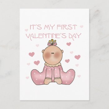 Baby Girl 1st Valentine's Day Holiday Postcard by valentines_store at Zazzle