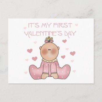 Baby Girl 1st Valentine's Day Holiday Postcard by valentines_store at Zazzle