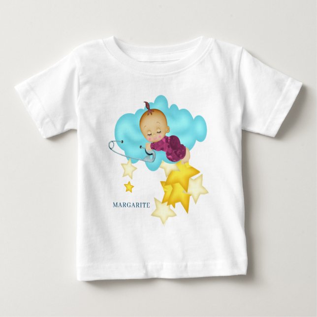 Baby Girl (2) on a Cloud  Baby T-Shirt (Front)