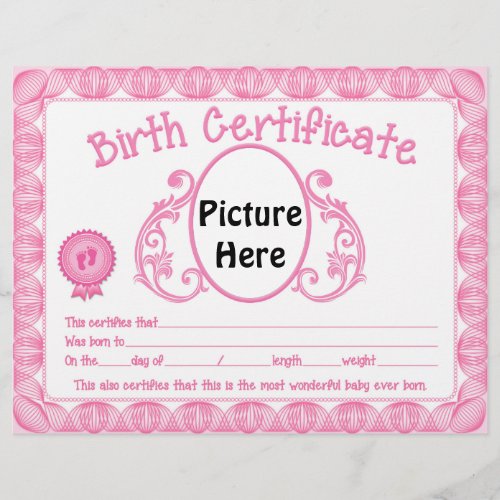 Baby girl add picture birth certificate