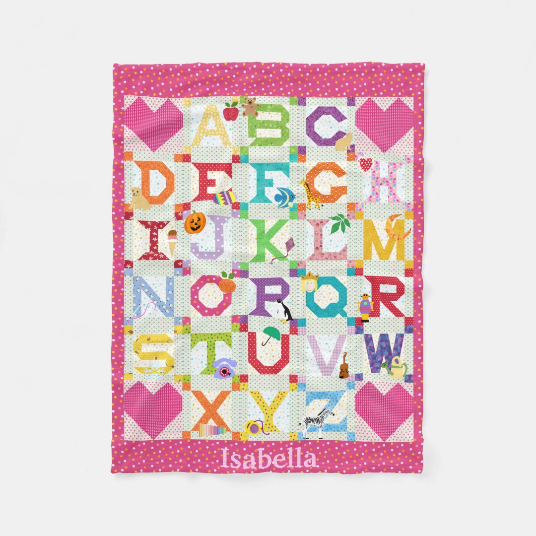 Baby Girl Alphabet Quilt Design Fleece Blanket Zazzle