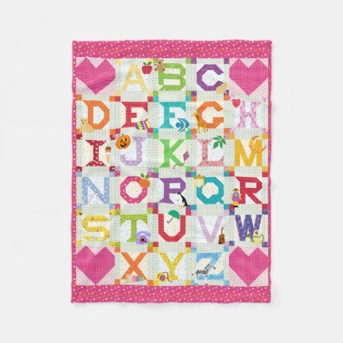 Baby Girl Alphabet Quilt Design Fleece Blanket