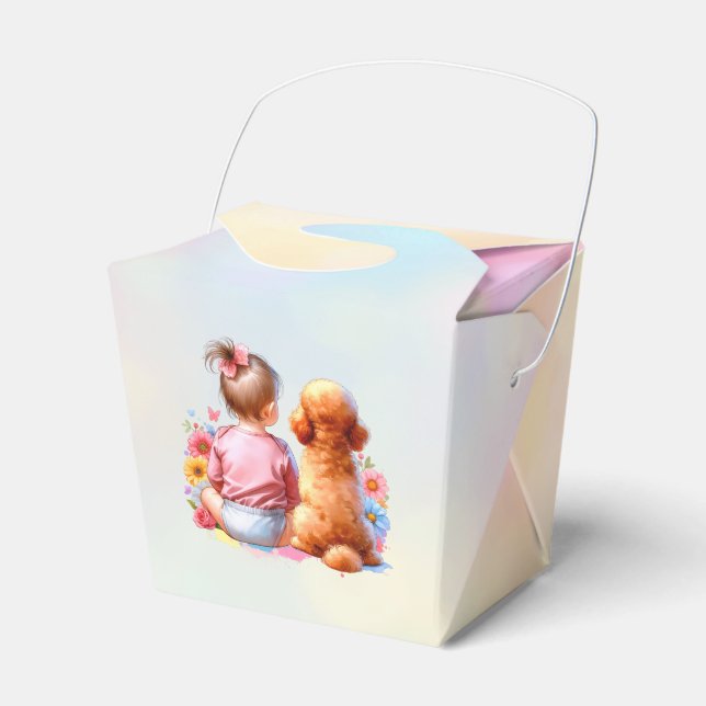 Baby Girl and an Apricot Poodle Favor Boxes (Front Side)
