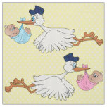 Baby Girl and Boy Stork Design Pattern Fabric