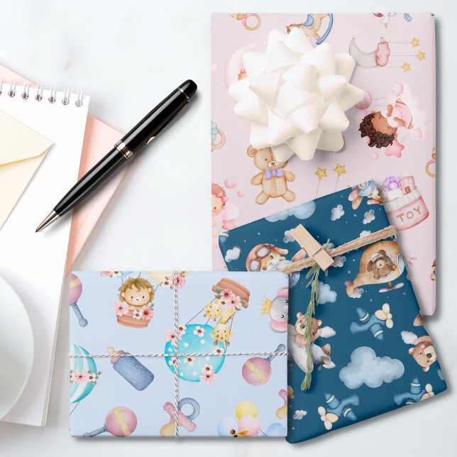  Baby Girl and Boy Themed Wrapping Paper Sheets (Creator Uploaded)