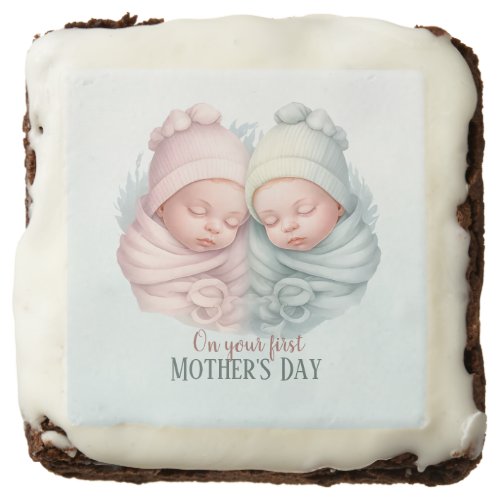 Baby Girl and Boy Twins First Mothers Day Brownie