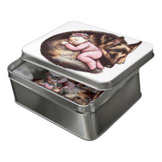 Baby Girl and German Shepherd Jigsaw Puzzle