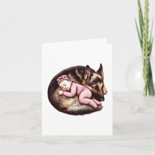 Baby Girl and German Shepherd Note Card
