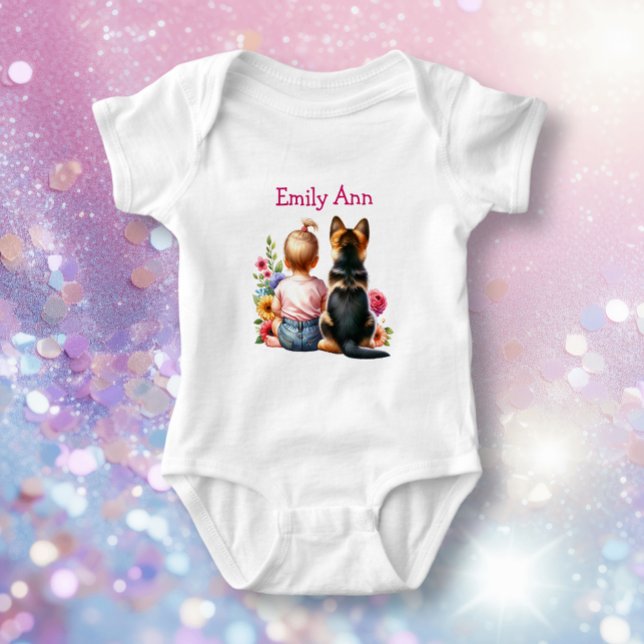 Baby Girl and German Shepherd Personalized Bodysuit (Creator Uploaded)