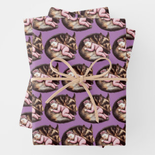 Baby Girl and German Shepherd Wrapping Paper Sheets