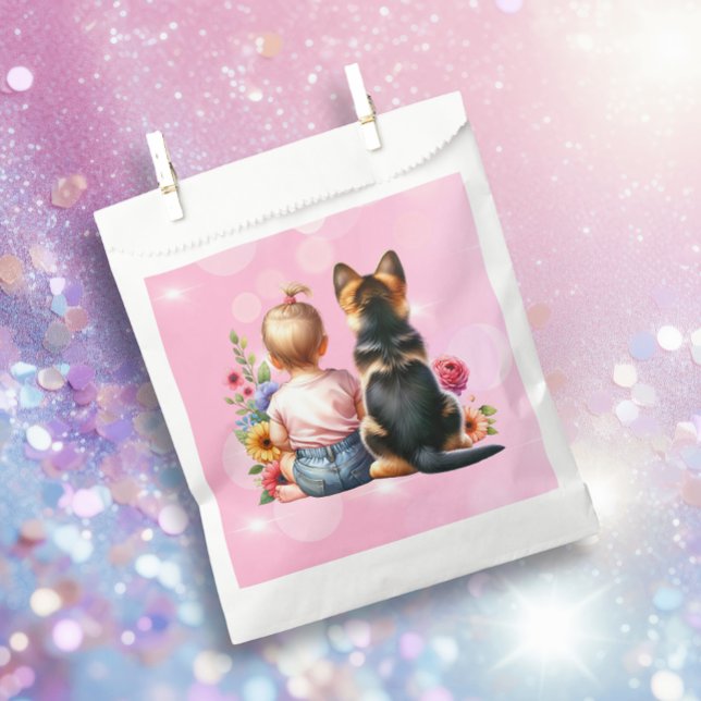 Baby Girl and her Puppy | Baby Shower   Favor Bag (Creator Uploaded)
