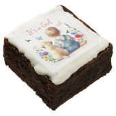 Baby Girl and her Puppy | It's a Girl Watercolor Brownie (Angled)