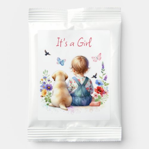 Baby Girl and her Puppy  Its a Girl Watercolor Lemonade Drink Mix