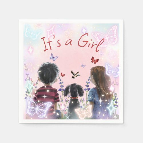Baby Girl and her Puppy  Its a Girl Watercolor  Napkins