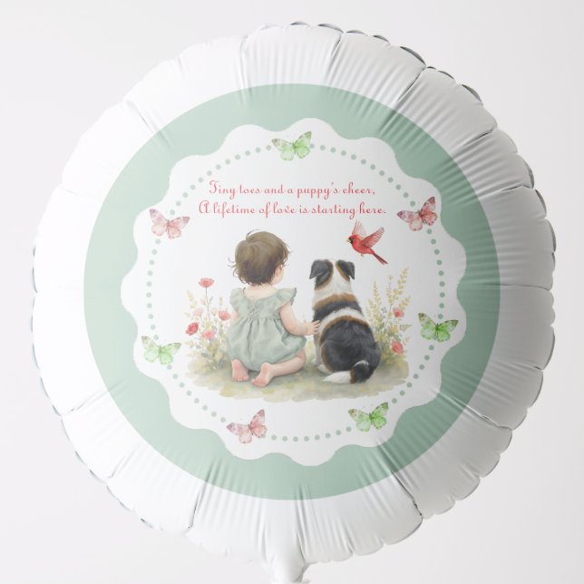  Baby Girl and her Puppy Poem Girl's Baby Shower  Balloon (Front)
