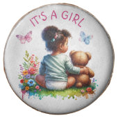 Baby Girl and her Teddy Bear | It's a Girl Chocolate Covered Oreo (Front)