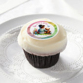 Baby Girl and her Teddy Bear | It's a Girl Edible Frosting Rounds (Cupcake)