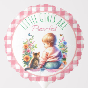 Baby Girl and Kitten    Baby Shower Balloon
