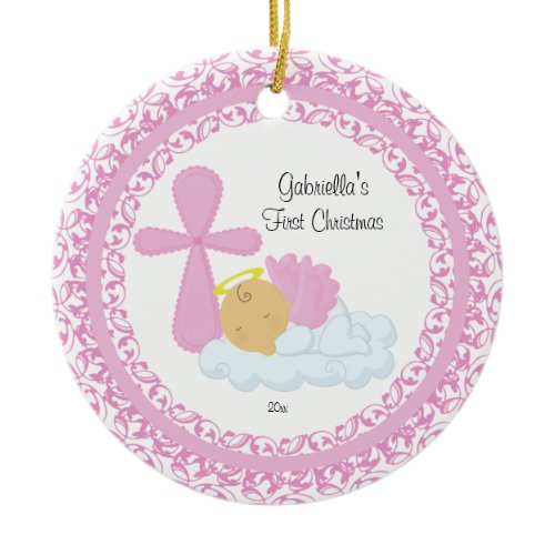 Baby Girl Angel Baby's First Christmas Ornament