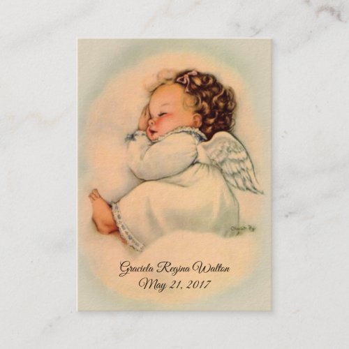 Baby Girl Angel Baptismal Remembrance Holy Card