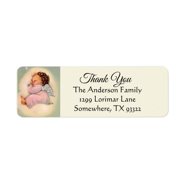 Baby Girl Angel Religious Thank You Label (Front)