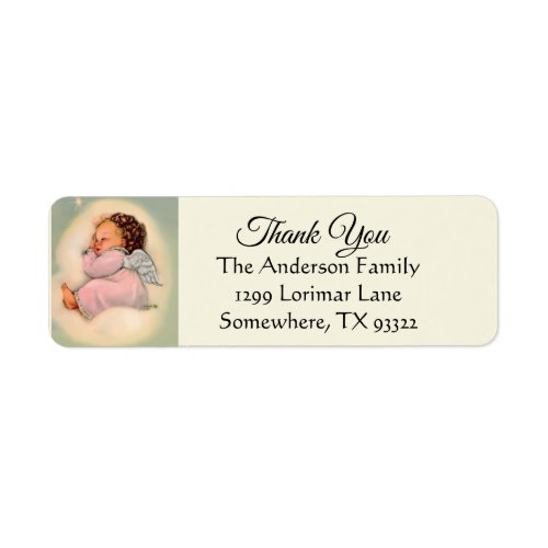 Baby Girl Angel Religious Thank You Label