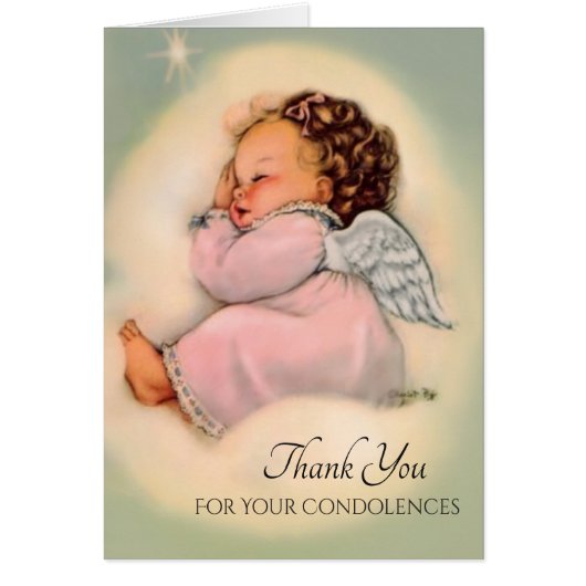 Baby Girl Angel Thank You Condolences (Front)
