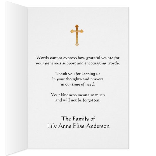 Baby Girl Angel Thank You Condolences (Inside (Right))