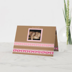 Baby Girl Annoucement Cute Baby Feet your Photo - Announcement