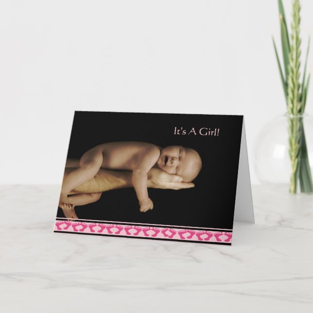 Baby Girl Annoucement Cute with your Photo - Announcement (Front)
