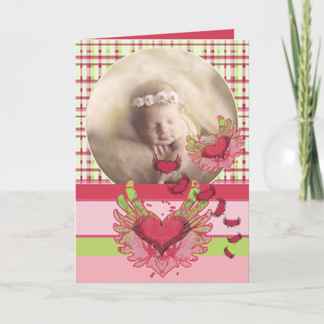 Baby Girl Annoucement Cute with your Photo - Announcement (Front)