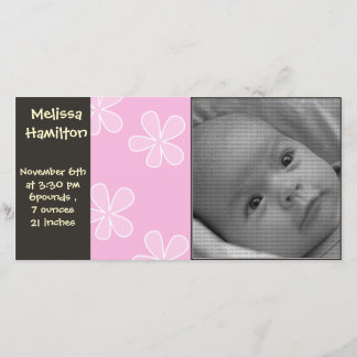 baby girl announcement photo card