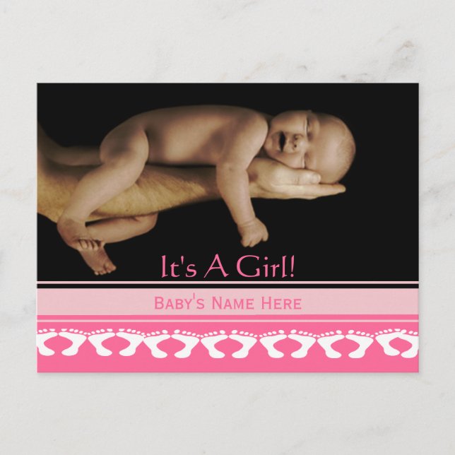 Baby Girl Announcement Postcard (Front)