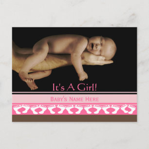 Baby Girl Announcement Postcard