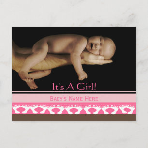 Baby Girl Announcement Postcard