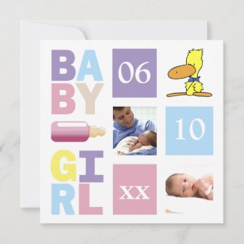 Baby Girl Announcements by eBabyz at Zazzle