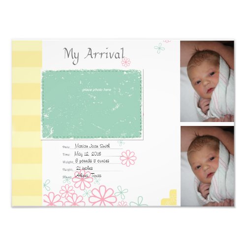 Baby Girl Arrival Scrapbook Title Page Photo Print