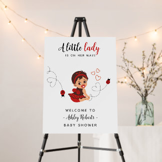 Baby Girl As Red Ladybug Baby Shower Welcome Sign