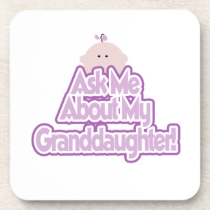 Baby Girl Ask About My Granddaughter Gifts Drink Coaster