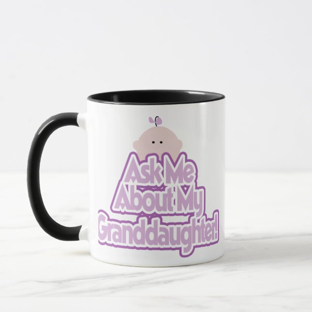 Baby Girl Ask About My Granddaughter Tshirts Mug (Left)