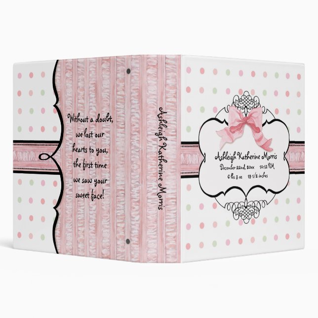 Baby Girl Baby Book Binder - French Bow  Dot vs2l (Background)