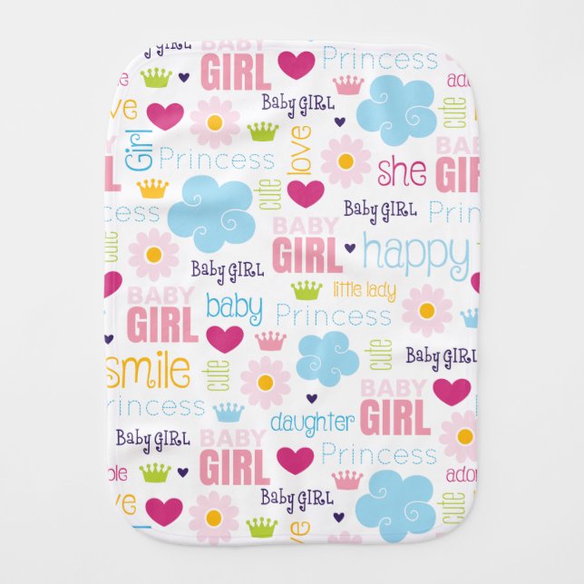 Baby Girl Baby Burp Cloth (Front)