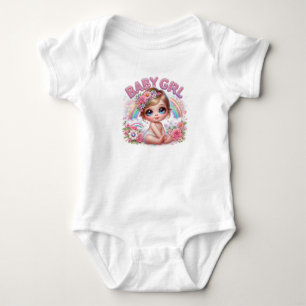 Baby Girl Baby Rainbow and Flowers Bodysuit