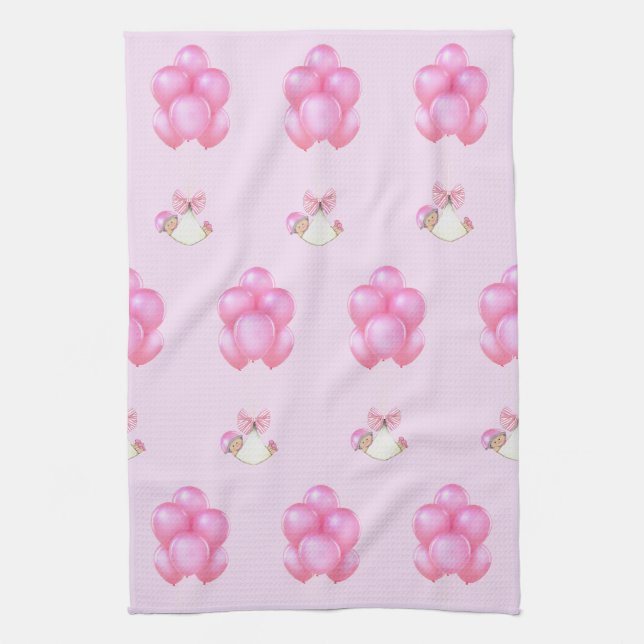 Baby Girl Baby Shower Kitchen Towel (Vertical)