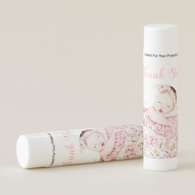 Baby Girl Baby Shower Lip Balm Favors (Front)