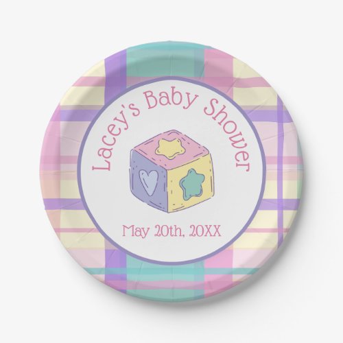 Baby Girl baby shower round paper plates